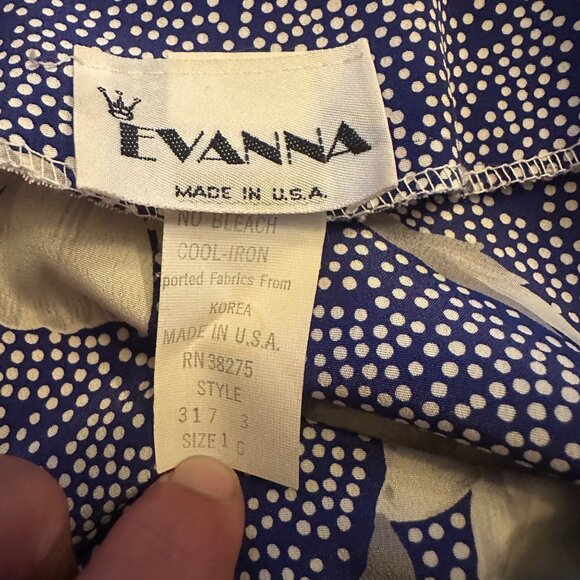 Vintage Evanna Blue white loral Skirt & Jacket Set 80s matching skirt set - Picture 6 of 11